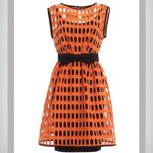 MOSCHINO Orange Sleeveless Dress with Black Bow